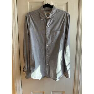 Buck Mason Men's Grey/Blue Brushed Twill Button-Down Shirt - Small - One Pocket